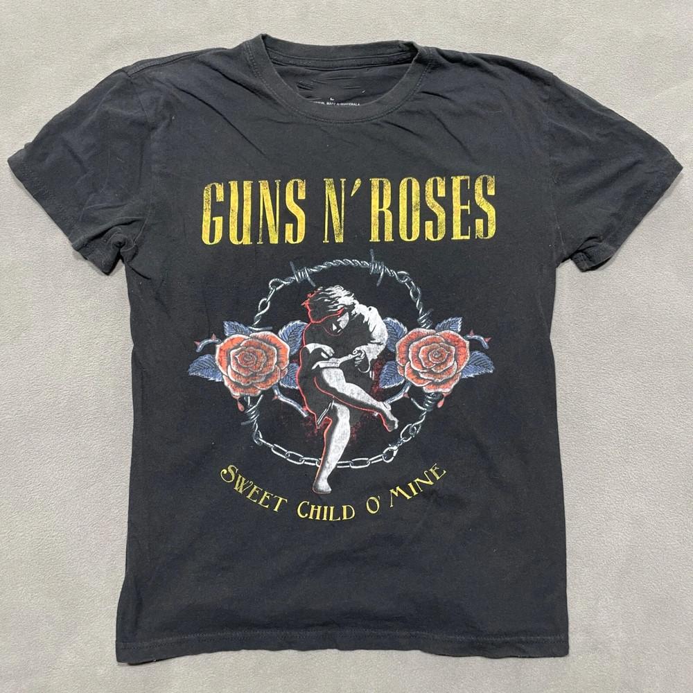 Guns N Roses Рок-группа Черная Унисекс S-4XL Репринт Унисекс Футболка L