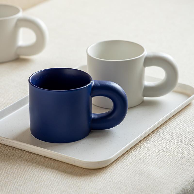 Dicke Henkel Tasse Keramiktasse Haushalt Gastronomie Teetasse mit Tablett Paar Wasserbecher Kaffeetasse