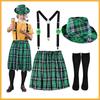 Patrick's Day Bartender Costume Irish Festival Outfits for Adult with Hat Skirt Men Brace Suspenders Stocking for Men