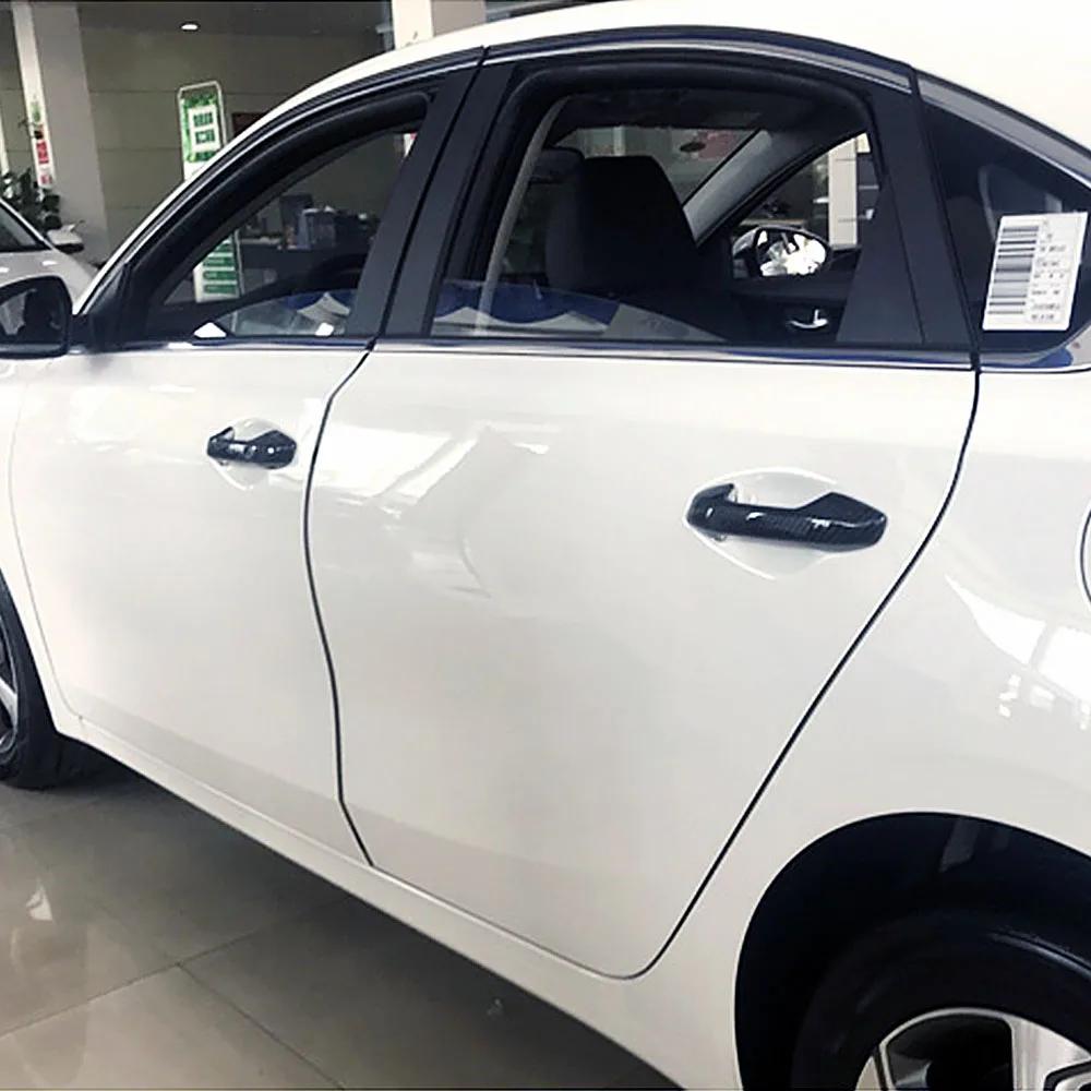 Car Styling For KIA Forte K3 2019 2020 Carbon Fiber Printed Exterior Door Handle Cover Moulding Trim