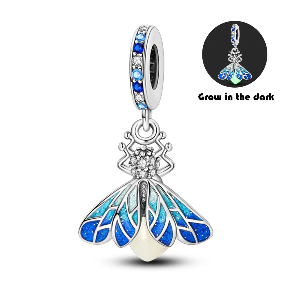 New In Original Copper Charm Beads Glowing Luminous Firefly Butterfly Pendant For Bracelet Charm Jewelry Diy Gift