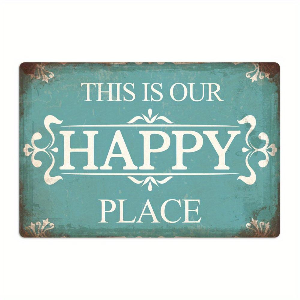 

2D плоская деревянная настенная табличка 30*20 см в деревенском стиле - табличка «Это наше счастливое место» для крыльца, домашнего и фермерского декора, бирюзовый фон со стильной надписью 30*20cm