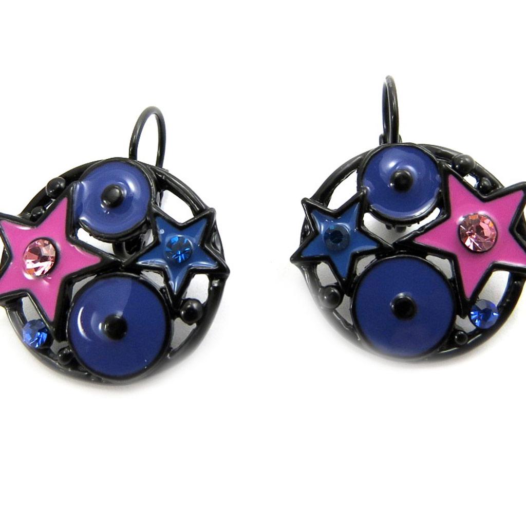 NOA [G6071] - Designer-Ohrringe 'Harlekin' blau rosa