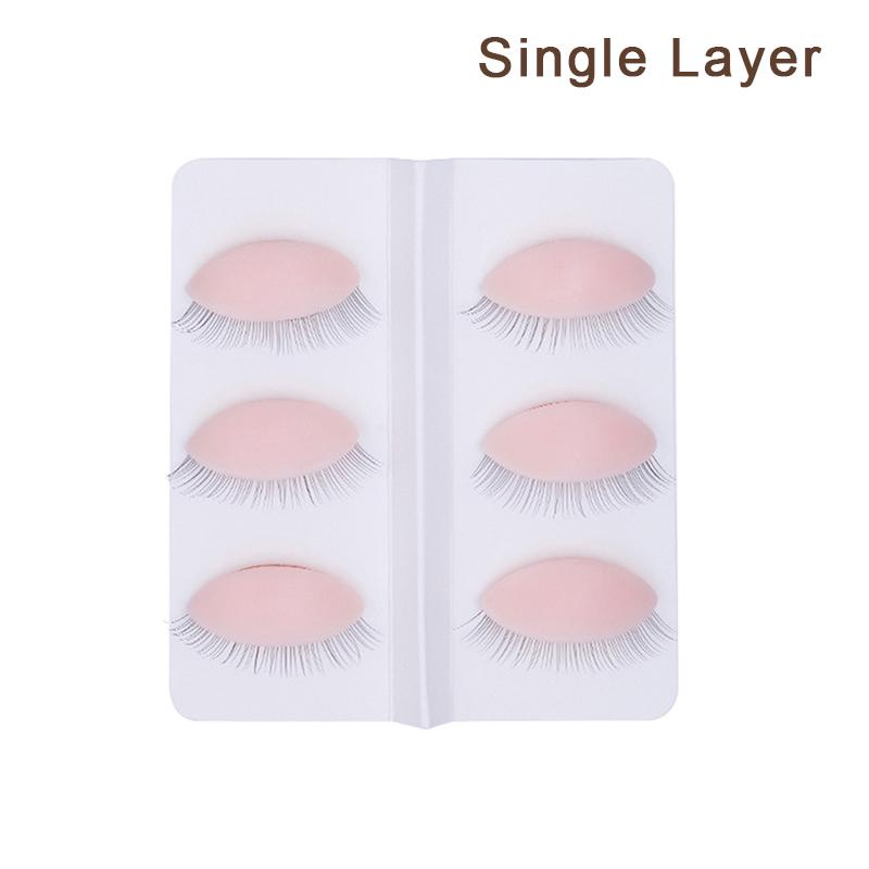 3Pairs/Set Replacement False Eyelash Extension Practice Head Model Silicone Removable Eyelids Tattoo Training Eyes Mannequin