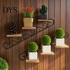 Living Room Wall Storage Mount Shelf, Vintage Floating Staircase Shape Rustic Artistic Ornament Display Iron And Wood Rack for Hallway Entryway