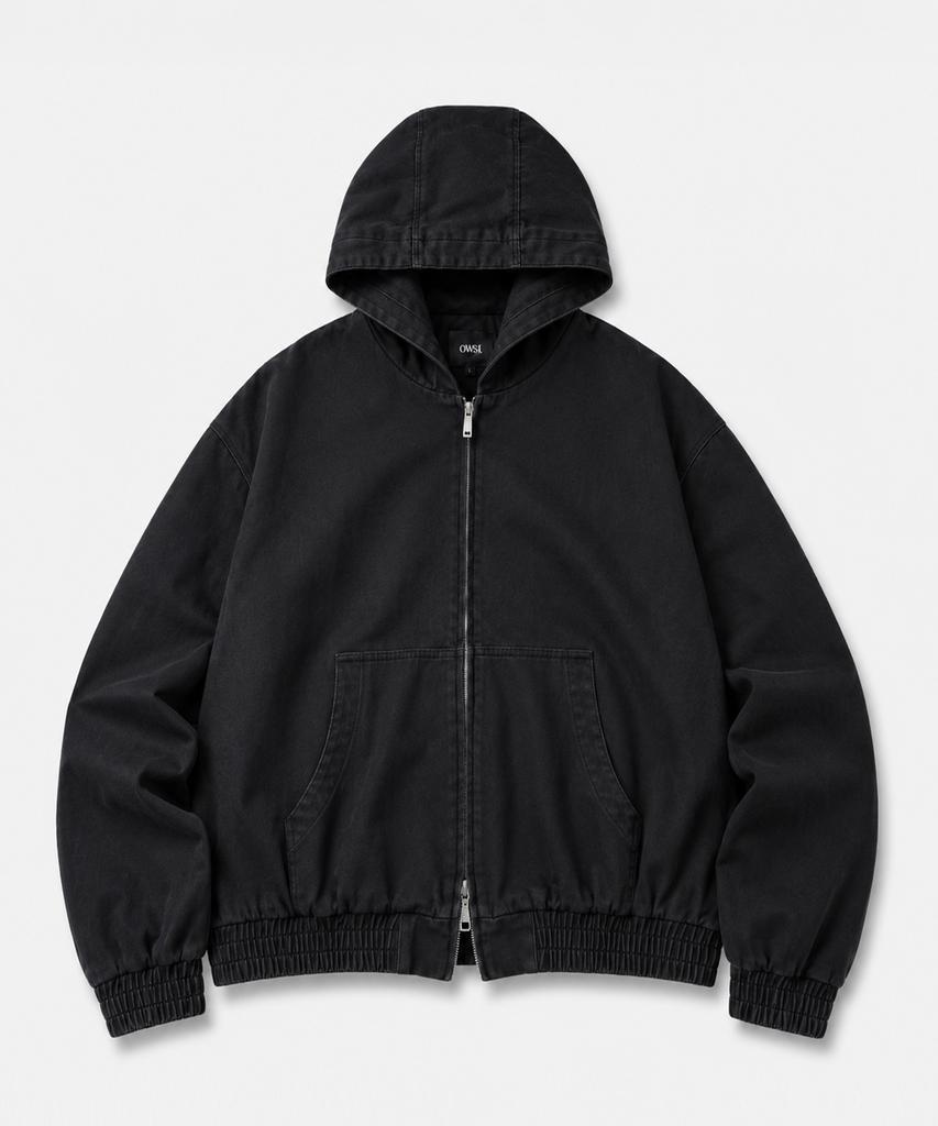 OWSA Two-Way Cotton Hooded Zip-Up Jacket - Black