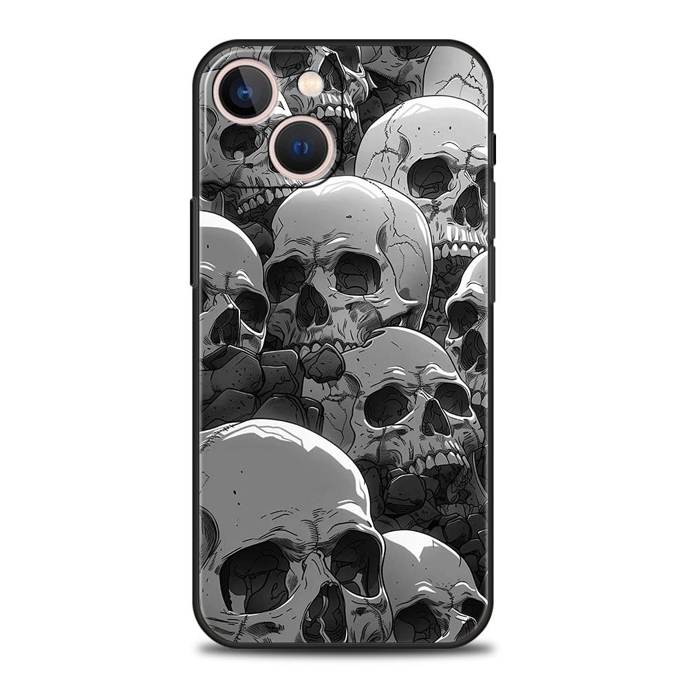 Phone Case For iPhone 17 16e 15 14 13 12 11 Pro Max SE 7 8 Plus Shell iPhone 16 Soft TPU Cover Hard Pink Purple Skull