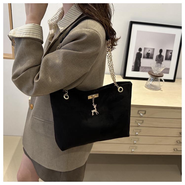 Geantă de umăr cu lanț mat retro 2024 - Geantă tote de iarnă pentru femei