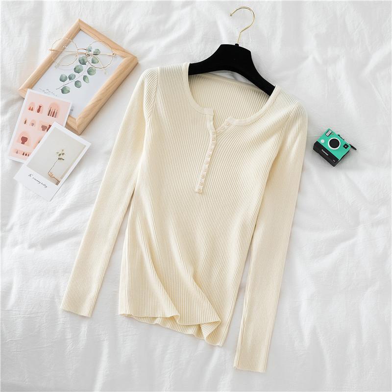 Knitted bottoming shirt women's autumn inner sweater new sweet slim long-sleeved black tights