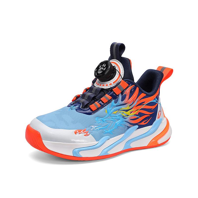 337 Students Children's Running Shoes Rotating Buckle Low-top Leather Fashion Sports Shoes Casual Jogging Shoes Boys Tide