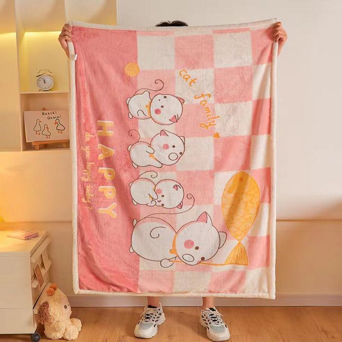 2025 Lambswool Double-Layer Thickened Warm Kids' Cloud Blanket