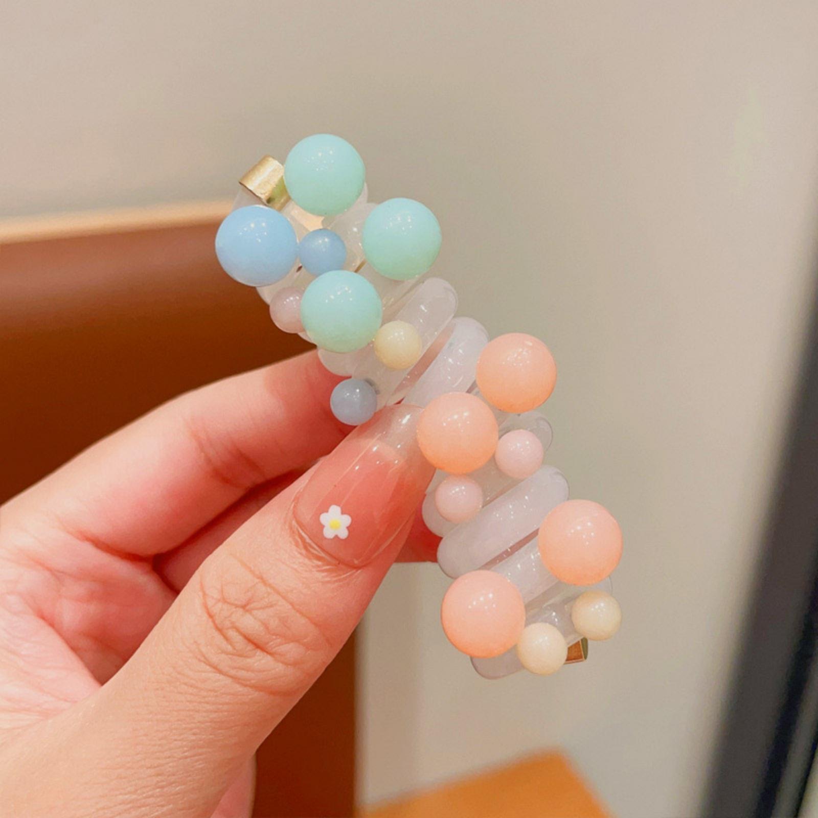 

1 шт. резинка для волос в виде телефонного провода конфетного цвета, не повреждает волосы, высокоэластичная резинка, жемчужная заколка