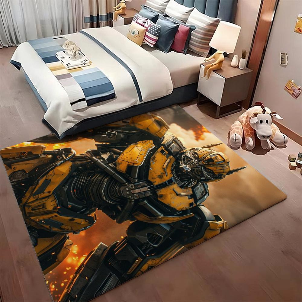 Bumblebee Battle Armor Rectangular Rug Durable Easyclean Carpet For Hallway Balcony Study Home Party Decor Halloween Gift