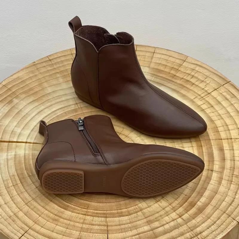 Fashion 2024 High Quality Women's Shoes Back Zip Women's Boots Fashion Round Toe Modern Boots Women New Solid Ankle Boots Zapatos Mujer