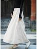 Retro Literary Burnout Cotton Linen Elastic Waist Midi Skirt - Autumn/Winter