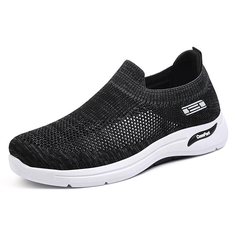 Men s Autumn Casual Breathable Mesh Flyknit Slip-On Shoes 42