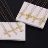 Micro-Set Zircon Cross Pendant Necklace For Women Fashion Versatile Collarbone Chain