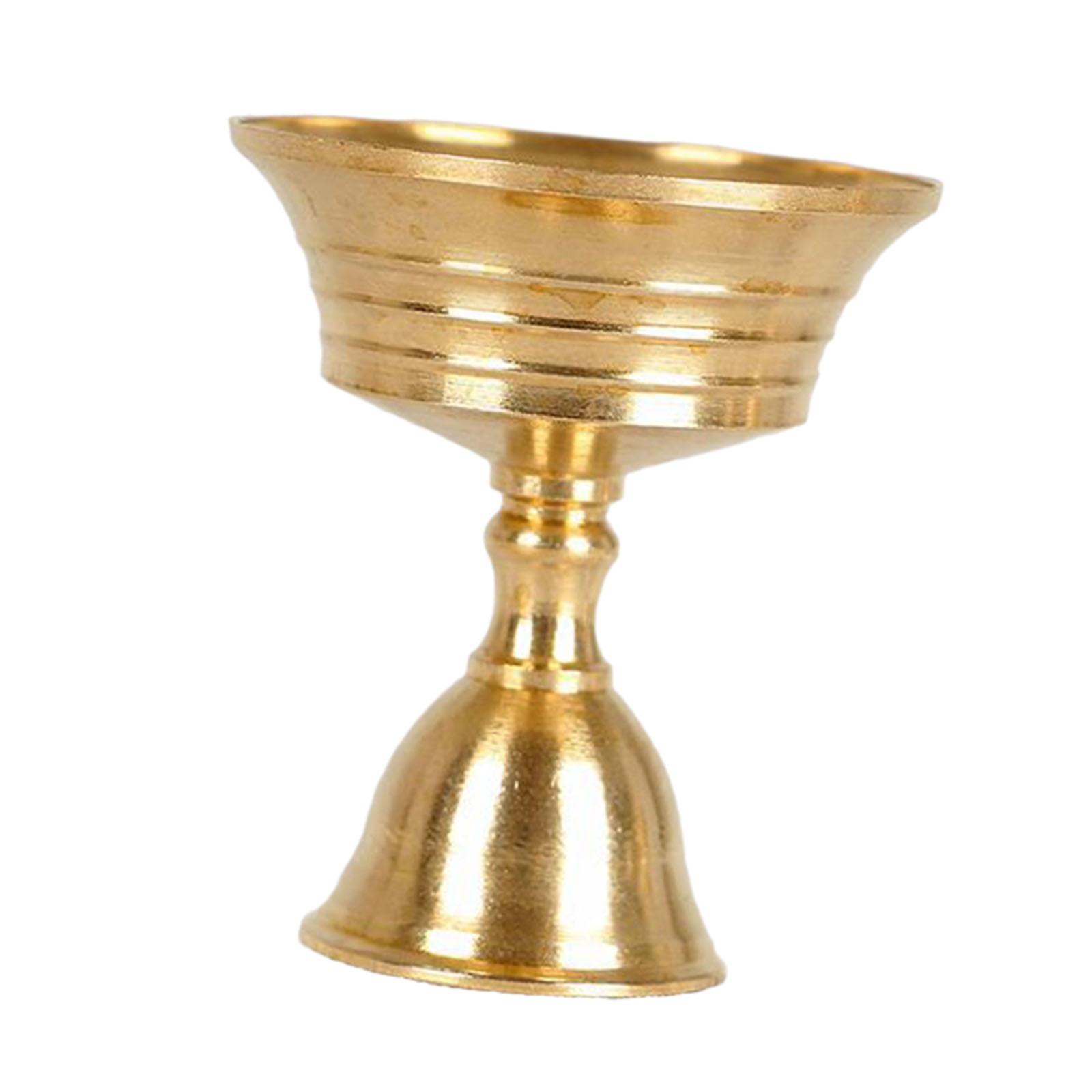 Ghee Lamp Butter Holder Candle Stand Candelabra Buddhist Candelabrum Brass Butter Candle Light Holder for Temples Fireplace 7x6.5cm