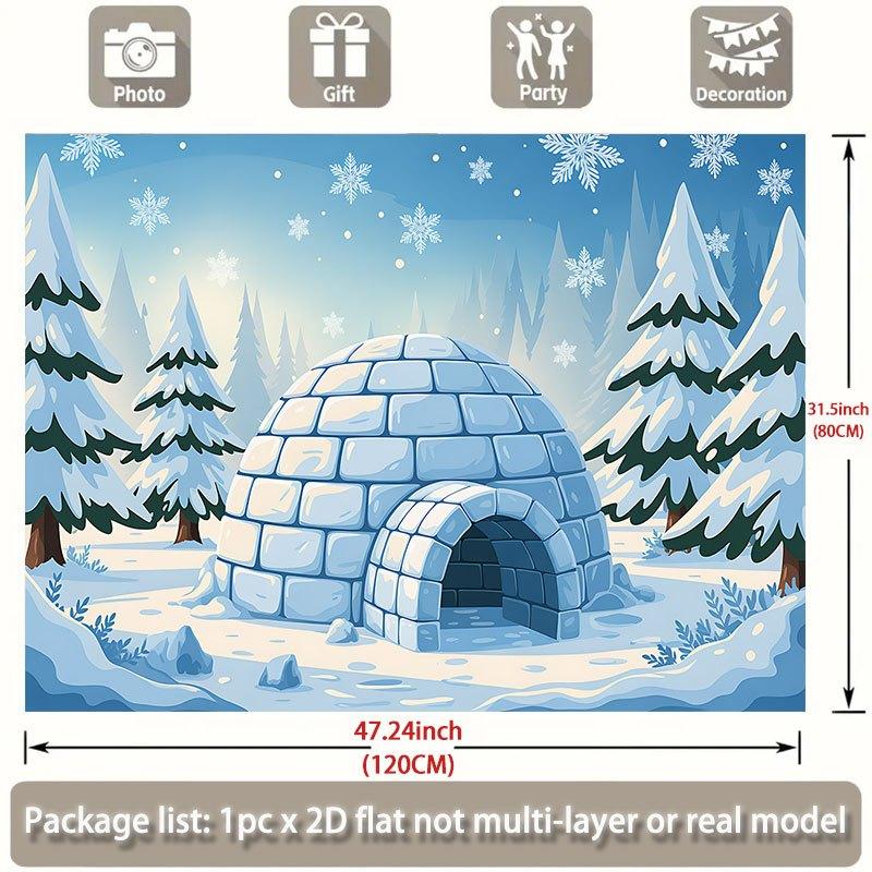 1Pcs Winter Scene Igloo Pattern Decoration Background Winter Backdrop For Photo Studio Photo Booth Party