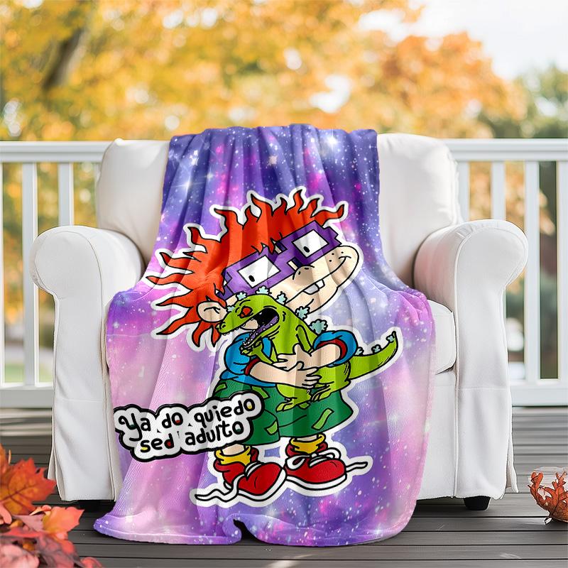1pc Rugrats In Paris3 Theme Blanket - Digital Print, Polyester, Cozy for All Seasons, Perfect for Outdoor, Camping, and Travel