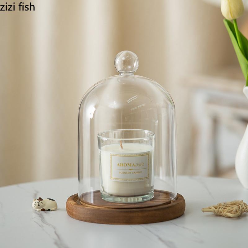Preserved Flower Glass Cover Dust Cover Display Box Wooden Pallets Display Stand Ornament Crafts Decorative Shelves Shelf