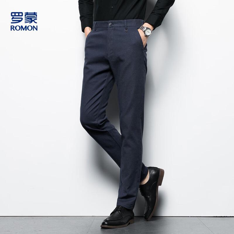 Luomeng Men's Simple Business Brushed Casual Pants