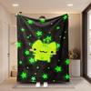 1pc Cute and Adorable Green Alien Kitten Simple Star Pattern Blanket, Decorative Blanket for Bedroom, Living Room, Sofa, Warm Na