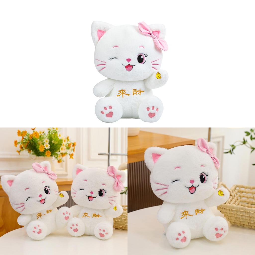 Lucky Cat Plush Toy With Soft Short Pile For Girls And Giftgiving