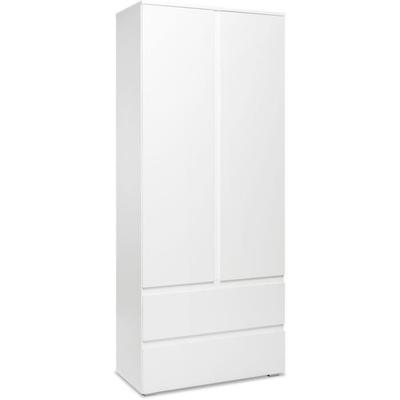 IMAGE7 Wardrobe - 2 Doors + 2 Drawers - Matt White - L80 X H191 X D40 Cm
