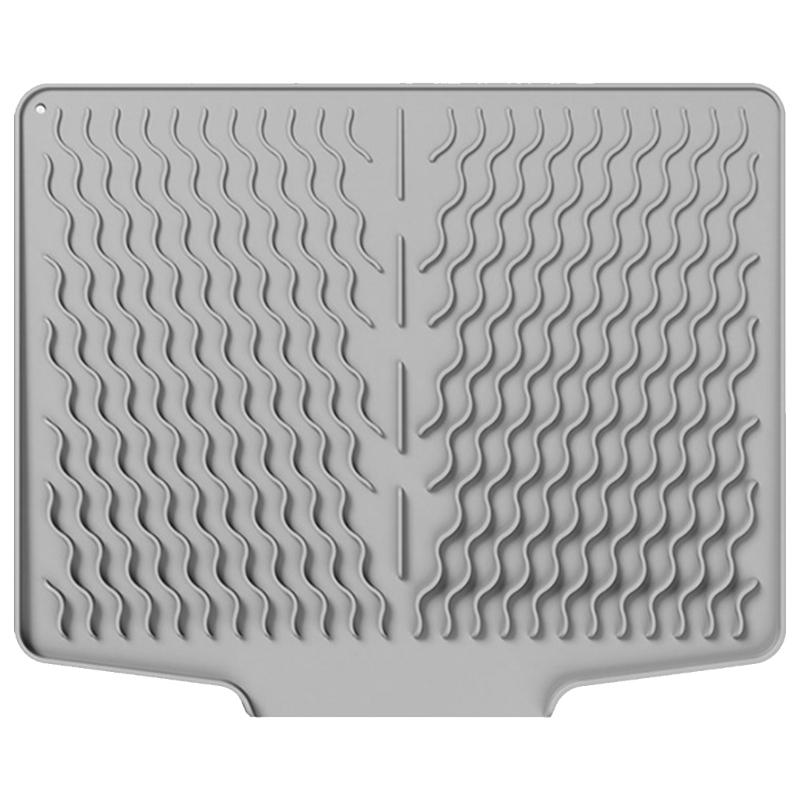 

Силиконовый коврик для сушки посуды пищевого класса, водонепроницаемый, термостойкий, поднос для раковины, подставка для столовых приборов, органайзер для столешницы светло-серый