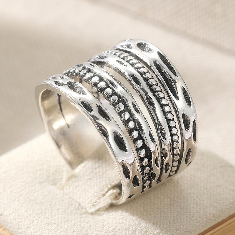 Vintage Handgeschnitzter Damenring Kupferfarbenes Metall Geometrisch Tägliches Tragen Party Schmuck Jubiläumsgeschenk 10 gray