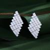 Light Luxury High Sense Geometric Rhombus Zircon Stud Earrings Elegant Temperament Full Diamond Design Ear Jewelry