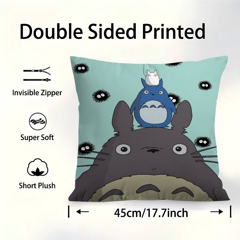 Cute T-Totoros Pillow Gifts Home Office Furnishings Bedroom Sofa Car Cushion Cover Case 45X45Cm