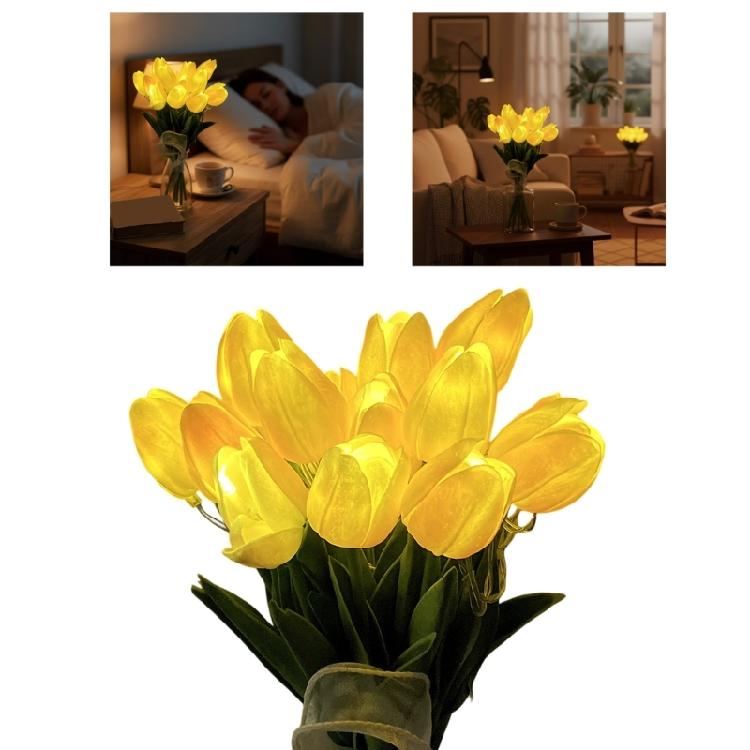 15PCS/Pack Plastic Tulips Night Lamp With Soft Yellow Light Home Party Decoration Lights Perfect For Mood Lighting