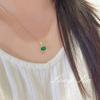 Vintage Saudi Princess Green Diamond Inlaid Gemstone Necklace Earrings Simple Premium Versatile Clavicle Chain Earrings