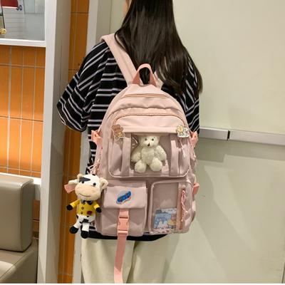 Waterproof Nylon Women Backpacks Multi-Pocket School Backpack for Student Girls Kawaii Book Pack