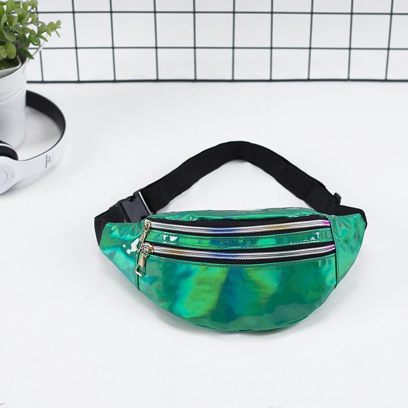 New Arrival Pu Leather Geometric Pattern Chest Bags For Girls Boys Laser Water-Repellent Sports Waist Pack Pocket Crossbody Bags