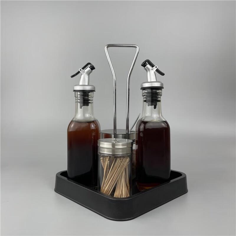 Glass Condiment Bottle and Jar Set