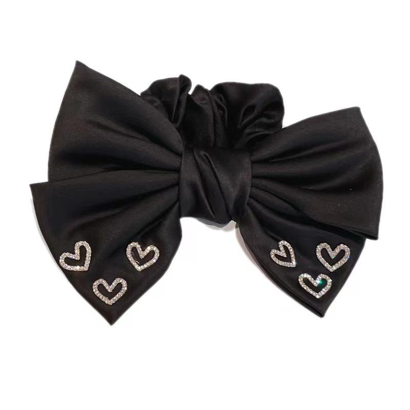 Korean Heart Bow Women's Scrunchie: High-End Retro Elastic Hair Tie