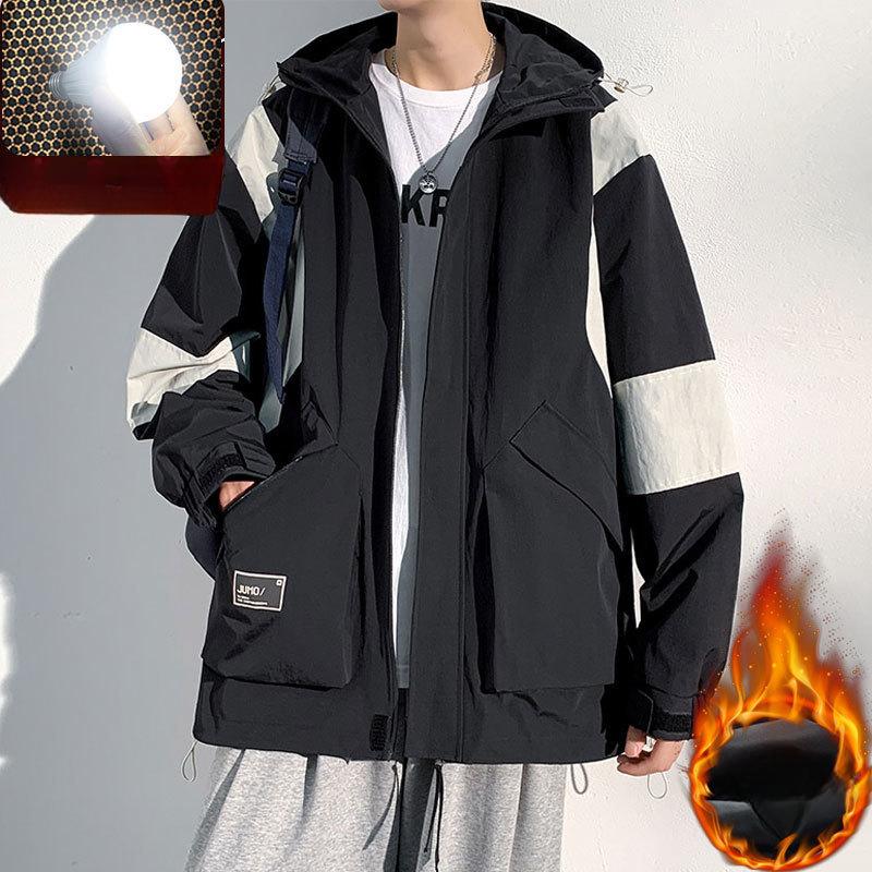 Hooded Jacket Men's Spring and Autumn Trendy Loose Handsome Casual Jacket Large Size Loose Youth Jacket Men's Jacket