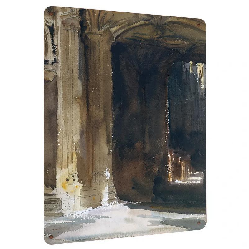 

Vintage European Architecture Iron Art Painting Classic Column Corridor Wall Decor for Living Room 20x30cm（7.8x11.8inch）