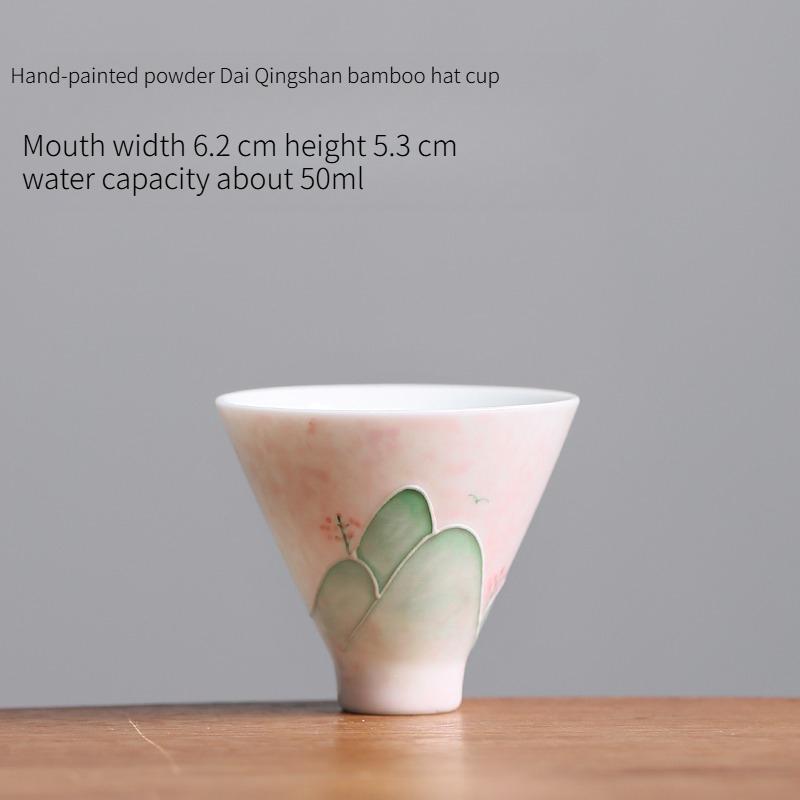 

Hand-painted landscape hats teacups kung fu tea set grass ash ceramic underglaze color tasting tea single cups Ceramic tea cup 50ml