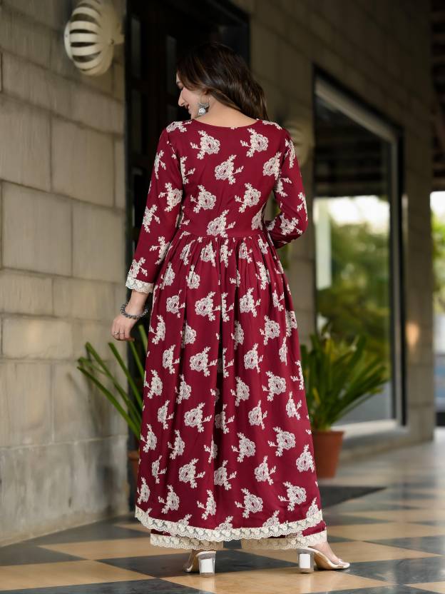 Indian Women Party Wear Rayon Kurta Pant Set Designer Bollywood Top Tunic Kurti Dress