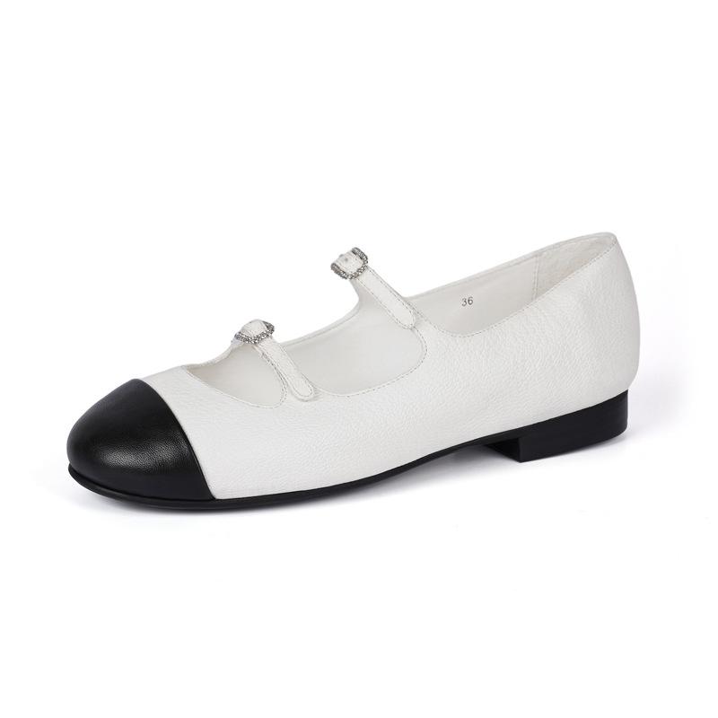 Mary Jane shoes women's thick heel leather Mary Jane women's shoes high-end sense small leather shoes women's skirt style shows small feet