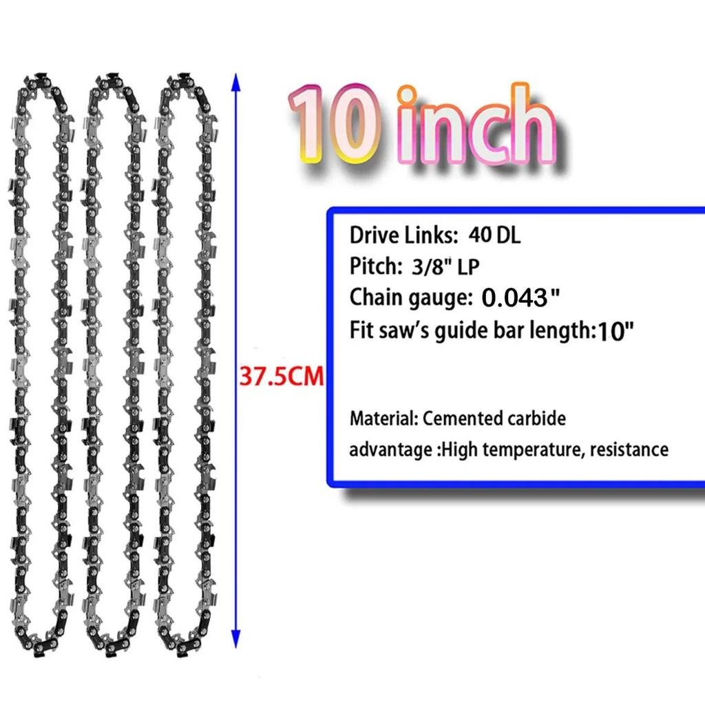10-Zoll Kettensägenkette 40 Treibglieder Sägezubehör Ersatz Kettensägenkette 3/8" LP 0,043" Spur Sägekette zum Schneiden von Holz
