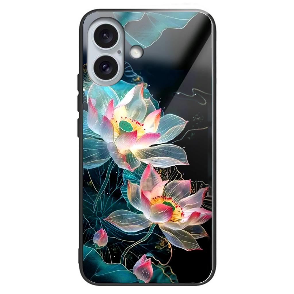 For iPhone 16 Case Tempered Glass TPU Drop-Proof Phone Cover Pattern Printing