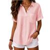 Solid Color Fashion Casual Lapel Short Sleeve Shirt For Women
