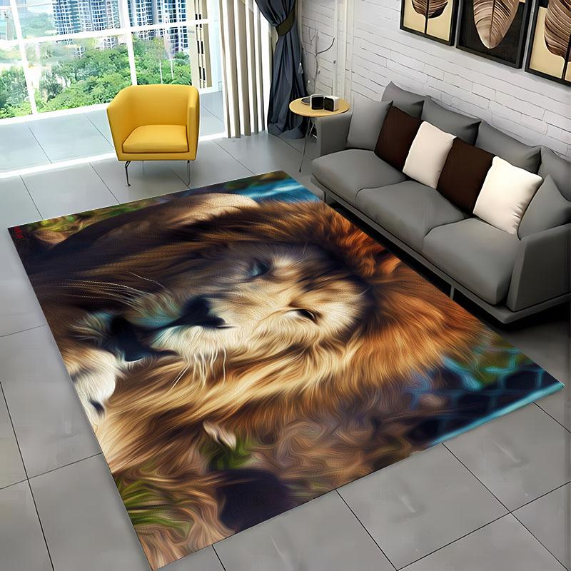 3D Dream Lion Animals Cartoon Carpet Rug for Home Living Room Bedroom Sofa DoormatDecor,Kid Play Area Rug Non-slip Floor MatGift