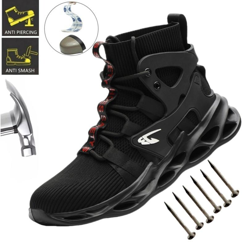 Mesh Indestructible Light Breathable Sneaker For Men Steel Toe Safety Shoes Puncture-Proof Male Boots Adult Work Botas