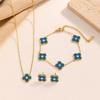 Fanhua Jewelry Waterproof 18K Gold Plated Stainless Steel Four Clover Bracelet